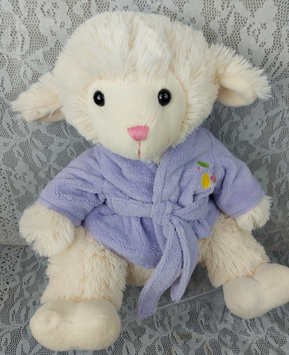 Dan Dee Jellybeans Lamb Robe Jelly Beans Purple Cream 17" Plush Stuffed 2014